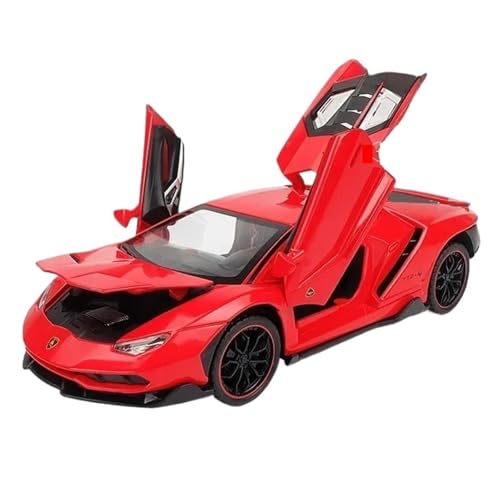 Für Lamborghini LP770 Auto Modell Sound Licht Diecast Spielzeug Fahrzeuge Geschenk Maßstab 1/24(Red with box) von WJXNNON