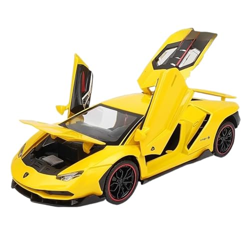 Für Lamborghini LP770 Auto Modell Sound Licht Diecast Spielzeug Fahrzeuge Geschenk Maßstab 1/24(Yellow-No box) von WJXNNON