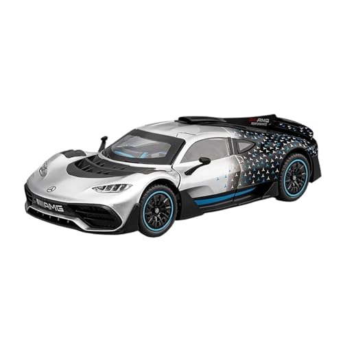 Für Mercedes Benz AMG Racing Alloy Metal Diecast Car Model Sound & Light Sammeln Von Dekorativen Geschenken 1:24(Silver with Box) von WJXNNON