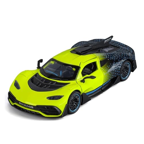 Für Mercedes Benz AMG Supercar Legierung Druckguss Modell Auto Sound Licht Auto Geschenke Geschenk 1:32(Yellow) von WJXNNON