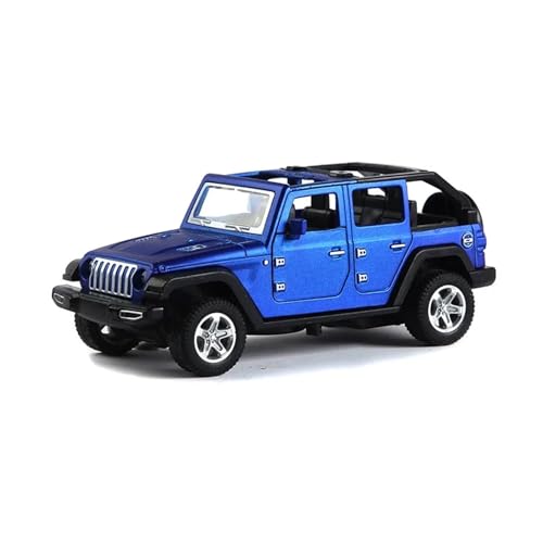 Für Wrangler Legierung Auto Modell Simulation Geländewagen Pull Back Auto Dekoration Ornamente Sammlung 1:36(Blue Convertible) von WJXNNON