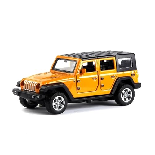 Für Wrangler Legierung Auto Modell Simulation Geländewagen Pull Back Auto Dekoration Ornamente Sammlung 1:36(Yellow Hardtop) von WJXNNON