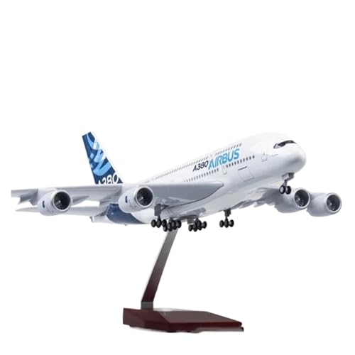 WJXNNON Für Airbus A380 Airline Modellflugzeug Mit Licht Und Basis, Druckguss-Harz, Flugzeug-Dekoration, Display-Spielzeug, 50,5 cm, 1:160(No Light) von WJXNNON