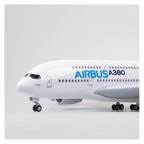 WJXNNON Für Airbus A380 Airline Modellflugzeug Mit Licht Und Basis, Druckguss-Harz, Flugzeug-Dekoration, Display-Spielzeug, 50,5 cm, 1:160(with Light) von WJXNNON