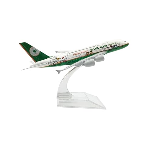 WJXNNON Für Airbus A380 Airlines Flugzeug Metall Flugzeug Modell Spielzeug Geschenk Sammlerstück Display 16CM(Eva AIR Green A380) von WJXNNON