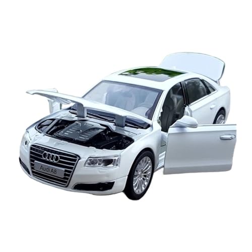 WJXNNON Für Audi A8 Legierung Automodell Druckguss Fahrzeug Metall Automodell Simulation Sound Light Collection Geschenk 1/32(White) von WJXNNON