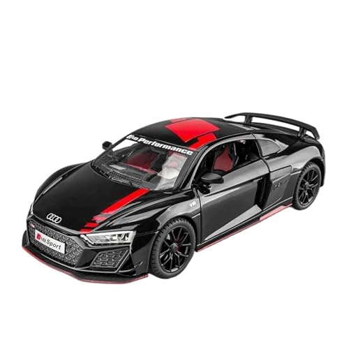 WJXNNON Für Audi R8 Sport Legierung Druckguss Spielzeug Modell Rad Lenkung Sound Und Licht Kinder Spielzeug Sammlerstücke Geschenk 1:24(Black) von WJXNNON