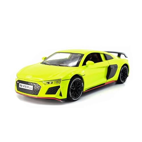 WJXNNON Für Audi R8 Sportwagenmodell Aus Legierung, Druckgussmetallfahrzeug, Automodell, Simulation, Sound- Und Lichtsammlung, Kinderspielzeug, Geschenk, 1:24(Yellow) von WJXNNON