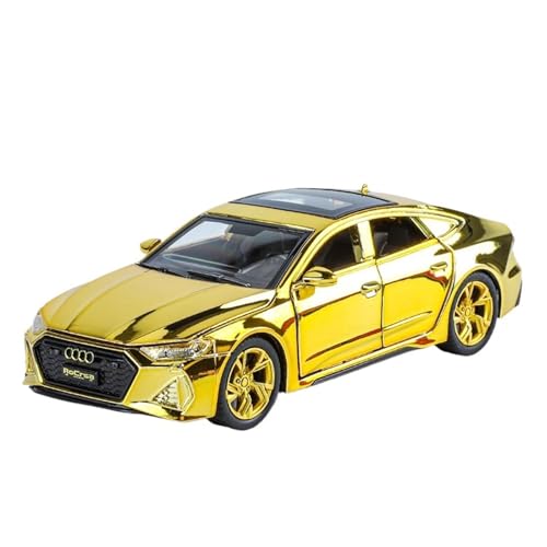 WJXNNON Für Audi RS7 Sportback, Legierungsauto, Druckguss- Und Spielzeugfahrzeuge, Automodell, Sound Und Licht, Pullback-Auto, Spielzeug, Geschenke, 1:32(Yellow) von WJXNNON