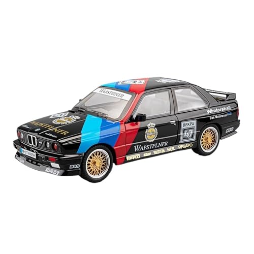 WJXNNON Für BMW M3 E30 Legierung Sportwagen Modell Druckguss Metall Track Rennwagen Fahrzeuge Modell Sound Licht Geschenk 1:24(Black No Box) von WJXNNON