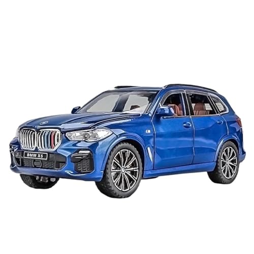 WJXNNON Für BMW X5 SUV, Legierungsauto, Druckguss- Und Spielzeugfahrzeuge, Automodell, Sound Und Licht, Pullback-Auto, Spielzeug Für Geschenke, 1:24(Blue No Box) von WJXNNON