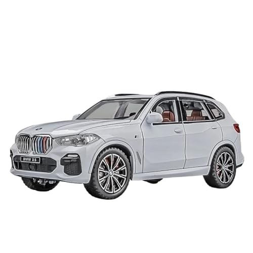 WJXNNON Für BMW X5 SUV, Legierungsauto, Druckguss- Und Spielzeugfahrzeuge, Automodell, Sound Und Licht, Pullback-Auto, Spielzeug Für Geschenke, 1:24(White with Box) von WJXNNON