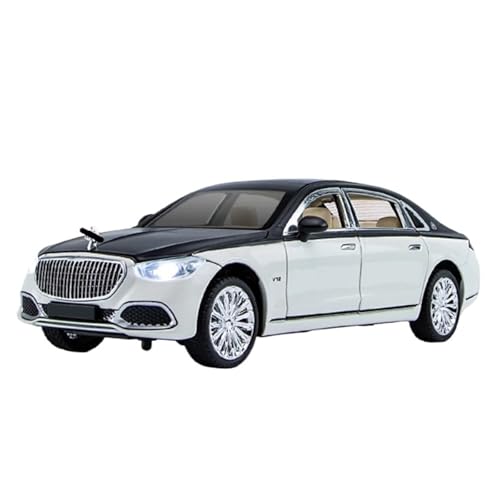 WJXNNON Für Benz Maybach S680 Legierung Auto Modell Diecast Metall Spielzeug Fahrzeuge Auto Modell Hohe Simulation Sound Licht 1:24(White) von WJXNNON