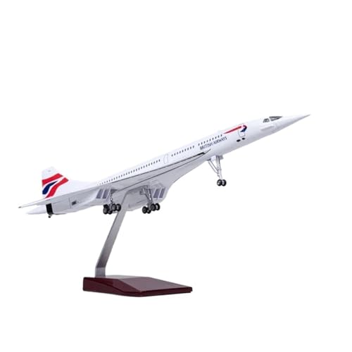 WJXNNON Für British Airways Concorde, Kunstharz-Flugzeugmodell Mit Licht Und Rädern, Spielzeugflugzeug-Sammlung, Display, 50 cm, Maßstab 1:125(No Light) von WJXNNON