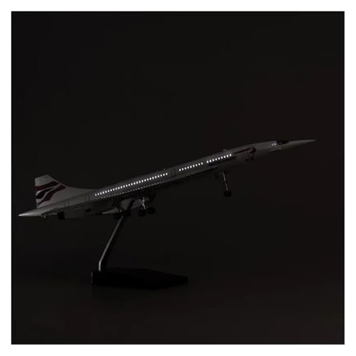 WJXNNON Für British Airways Concorde, Kunstharz-Flugzeugmodell Mit Licht Und Rädern, Spielzeugflugzeug-Sammlung, Display, 50 cm, Maßstab 1:125(with Light) von WJXNNON