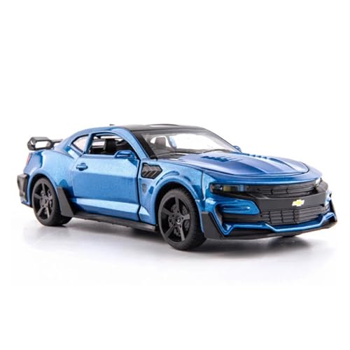 WJXNNON Für Camaro Spielzeug Modell Auto Legierung Metall Druckguss Mit 4 Tür Geöffnet Sound Licht Fahrzeug Geschenk 1/32(Blue) von WJXNNON