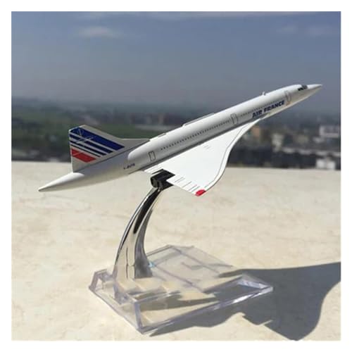 WJXNNON Für Concorde Air France 1976-2003 Airline-Modell, Legierung, Sammlerstück, Ausstellungsspielzeug, Flugzeugmodus, 14 cm, 1:400 (Size : with Base) von WJXNNON