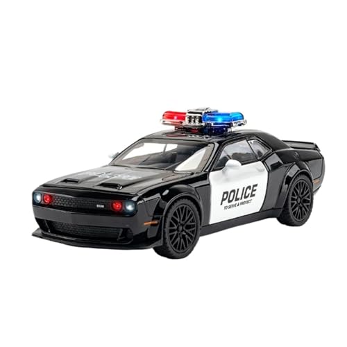 WJXNNON Für Dodge Challenger SRT Legierung Sport Auto Modell Diecast Spielzeug Auto Modell Sound Und Licht Kinder Spielzeug Geschenk 1:32(Police) von WJXNNON