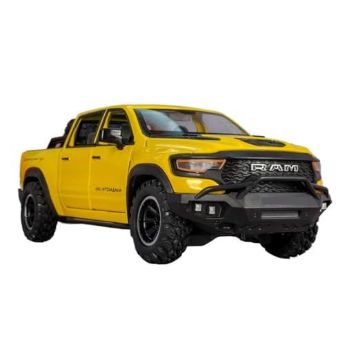 WJXNNON Für Dodge Mammoth Legierung Pickup Auto Modell Diecast Metall Modell Sound Und Licht Simulation Geschenk 1:32(Yellow) von WJXNNON