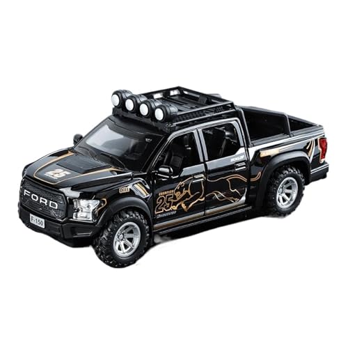 WJXNNON Für F150 SVT Raptor Geländewagen Legierung Automodell Sound Light Diecast Geschenk 1:32(32 F150 Black) von WJXNNON