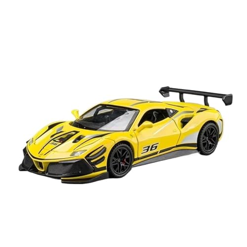 WJXNNON Für Ferraris 488 Supercar Legierung Auto Druck Druck Spielzeug Fahrzeuge Auto Modell Sound Und Licht Ziehen Auto Spielzeug Geschenke 1:32(Yellow 1) von WJXNNON