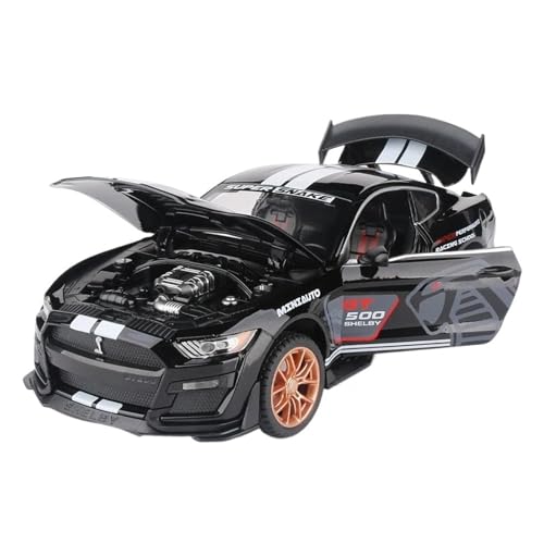 WJXNNON Für Ford Mustang GT500 Legierung Sportwagen Modell Simulation Sound Und Licht Sammlung Kind Spielzeug Geschenk 1/32(Black) von WJXNNON