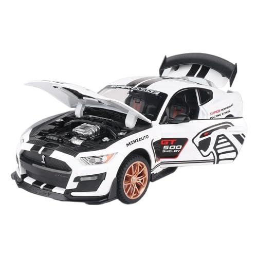 WJXNNON Für Ford Mustang GT500 Legierung Sportwagen Modell Simulation Sound Und Licht Sammlung Kind Spielzeug Geschenk 1/32(White) von WJXNNON