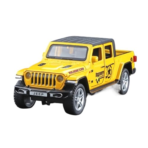 WJXNNON Für Jeeps Wrangler Gladiator Legierung Pickup Modell Druckguss Metall Spielzeug Geländewagen Automodell 1:32(Yellow) von WJXNNON