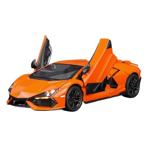 WJXNNON Für Lambo Legierung Super Auto Modell Sound Licht Kollektive Kinder Junge Diecast Spielzeug Fahrzeug 1:24(Orange) von WJXNNON