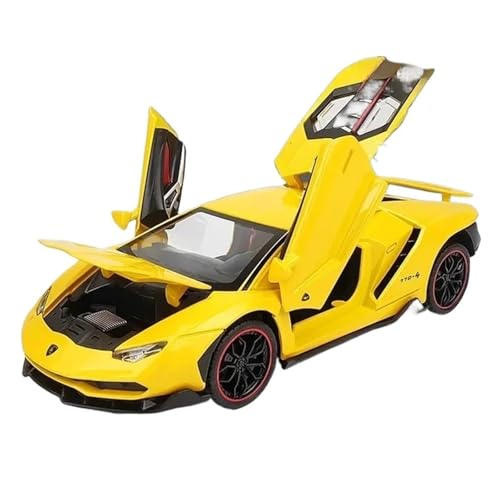 WJXNNON Für Lamborghini LP770 Auto Modell Sound Licht Diecast Spielzeug Fahrzeuge Geschenk Maßstab 1/24(Yellow with Box) von WJXNNON