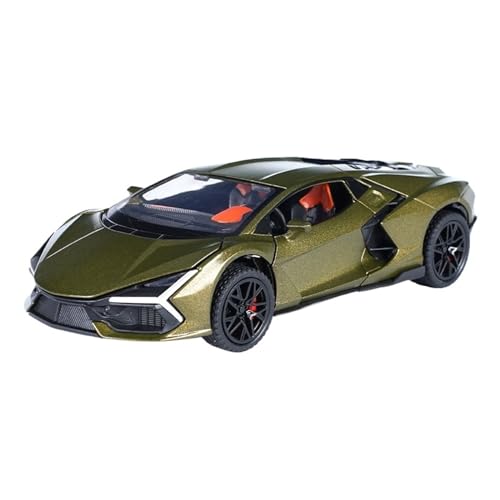 WJXNNON Für Lamborghini Revuelto Automodell Pull Back Akustooptische Metalllegierung Spielzeugautomodell 1:32(Green with Box) von WJXNNON