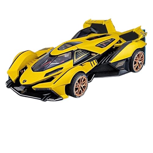 WJXNNON Für Lamborghini V12 GT Legierung Diecast Modell Auto Sound & Licht Kinder Spielzeug Sammlung Geschenke 1:24(Yellow) von WJXNNON