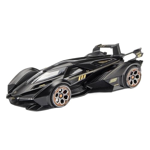 WJXNNON Für Lamborghini V12 GT Legierung Sport Auto Modell Diecast Metall Simulation Dekoration Sound Und Licht Spielzeug Auto Geschenke 1:22(Black) von WJXNNON