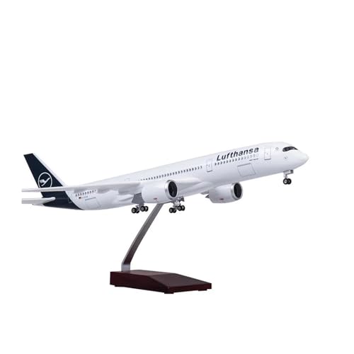 WJXNNON ﻿Für Lufthansa Airbus A350 Flugzeugmodell Mit Lichtern Und Rädern, Druckguss-Kunststoffharzmodell 1:142 47CM ﻿(with LED) von WJXNNON