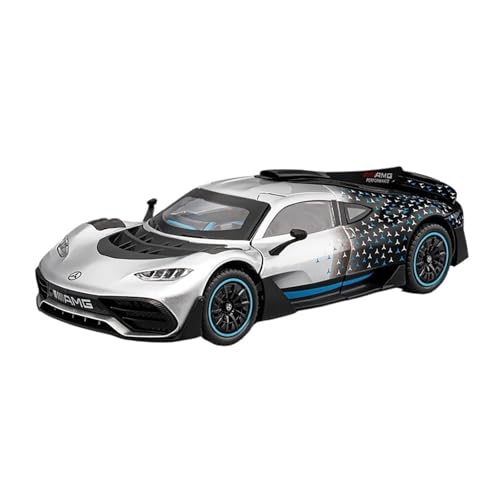 WJXNNON Für Mercedes Benz AMG Racing Alloy Metal Diecast Car Model Sound & Light Sammeln Von Dekorativen Geschenken 1:24(Silver No Box) von WJXNNON