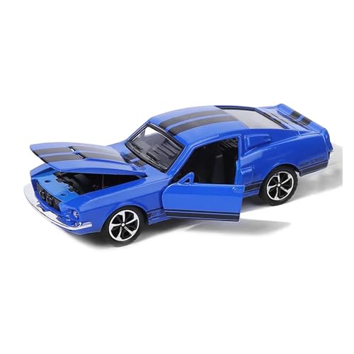 WJXNNON Für Mustang Oldtimer-Legierungsauto-Sportwagenmodell, Kinderspielzeugauto-Ornament, Rebound-Automodell, 1:32(Blue) von WJXNNON