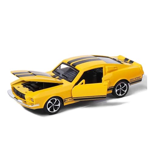 WJXNNON Für Mustang Oldtimer-Legierungsauto-Sportwagenmodell, Kinderspielzeugauto-Ornament, Rebound-Automodell, 1:32(Yellow) von WJXNNON