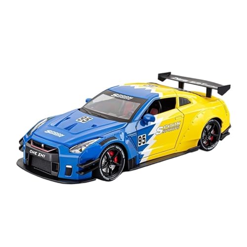 WJXNNON Für Nissan GTR R35 Skyline Ares Sportwagen Spray Legierung Druckguss Modell Auto Sound & Licht Klassische Geschenke 1:24(Blue) von WJXNNON