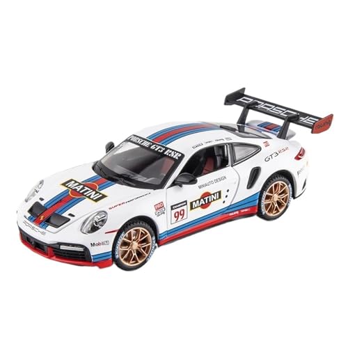 WJXNNON Für Porsche 911 GT3 RSR Legierung Druckguss Spielzeug Fahrzeuge Metall Auto Modell Sound Licht Pull Back Kinder Spielzeug Sammlung 1:24(White B with Box) von WJXNNON