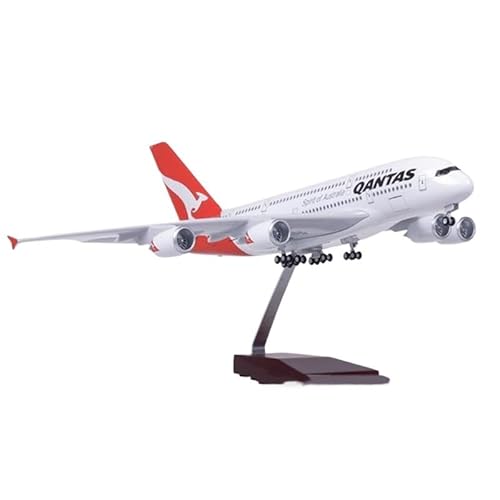 WJXNNON Für QANTAS Airline-Flugzeug A380 Modell Mit Licht Und Rad Druckguss-Harz Flugzeugsammlung Dekoration Spielzeug Geschenk 1:160(No Light) von WJXNNON