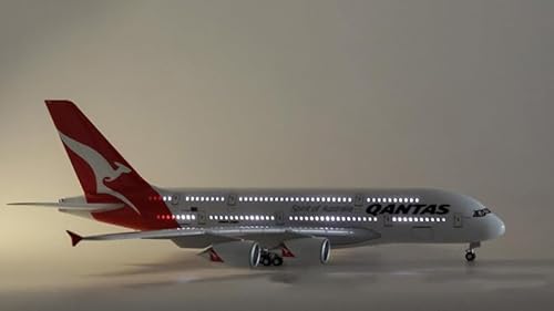 WJXNNON Für QANTAS Airline-Flugzeug A380 Modell Mit Licht Und Rad Druckguss-Harz Flugzeugsammlung Dekoration Spielzeug Geschenk 1:160(W Light) von WJXNNON