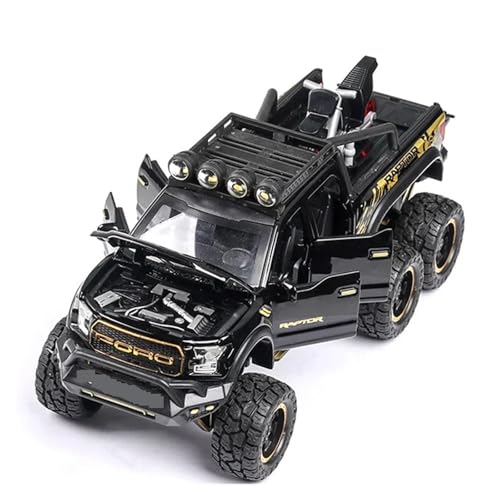 WJXNNON Für Raptor F150 Geländewagenmodelle, Legierung, Druckguss Mit Sound Und Licht, Pullback-Metallfahrzeugspielzeug 1/28(Bright Black) von WJXNNON