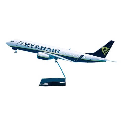 WJXNNON Für Ryanair Flugzeugmodell Mit Rädern Und LED-Licht Flugzeug Flugzeuge Boeing B737-800 ABS Material 1:85 47cm von WJXNNON