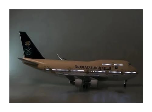 WJXNNON Für Saudi Arabian Airlines B747-400 Flugzeugmodell W Light Wheels Fahrwerk Collection Display 1:150(with Light) von WJXNNON