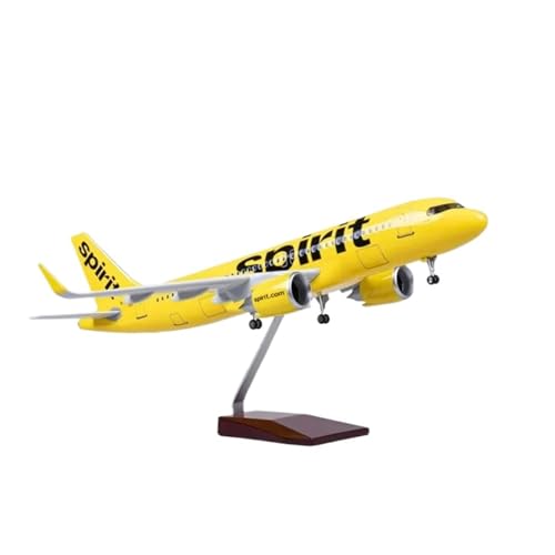 WJXNNON Für Spirit Airlines A320 Flugzeugmodell Licht & Rad Fahrwerk Druckgussharz Flugzeugmodell 47CM 1/80(No Light) von WJXNNON