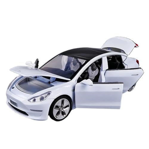 WJXNNON Für Tesla Model 3 Legierung Auto Modell Spielzeug Autos Für Kinder Geschenke Junge Spielzeug Sound Licht Zurückziehen 1:32(Model 3 White) von WJXNNON