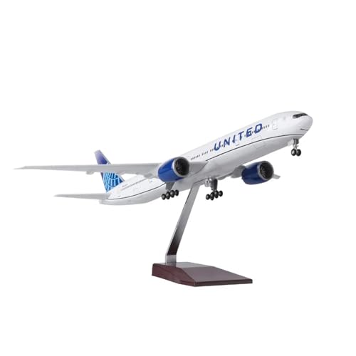 WJXNNON Für United Airlines Boeing 777 Simulation Luftfahrt Verkehrsflugzeug Modell Flugzeug Ornamente Mit Rädern Und Lichtern 1/157 47CM(No Light) von WJXNNON