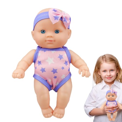 WJnflQN Baby-Reborn-Puppen - Ganzkörper-Neugeborenenpuppen, weiche echte Babypuppe | Lebensechte Neugeborene Babypuppe, elastisches bewegliches Geschenk für Geburtstag und Kindertag von WJnflQN