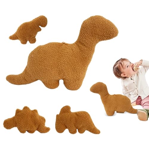 WJnflQN Dino-Huhn-Plüschtier,Dinosaurier-Huhn-Stofftier | Ausgestopfte Dinosaurierpuppen mit 3 kleinen Dinosaurierspielzeugen,Kuschelige Tierkissen, kuschelige Plüschtiere für Sofa, Auto, Kinderzimmer von WJnflQN