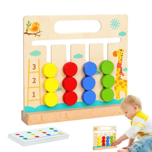 WJnflQN Form- und Farbsortierer, farblich passendes Spielzeug - Holz doppelseitiges 4-Farben-Bewegungsspiel - Farblich passendes interaktives Vorschulspiel, frühes Lernspielzeug für Vorschulkinder, von WJnflQN